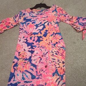 Lilly Pulitzer Pink, Coral & Blue Floral Shift Dress